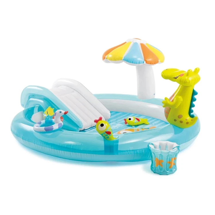 PVC  Newest kid playground inflatable Children water playing pool with slide