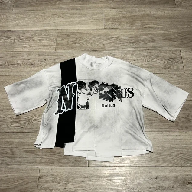 Custom 100% Cotton 300 GSM Heavyweight Sun Faded Acid Washed Screen Printing  Cropped and Layered Men T-shirts