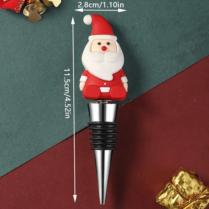 Santa Claus Durable Resin Wine Stopper Metal Wine Stopper Kitchen Supplies Holiday Party Christmas Gift Wine Cover