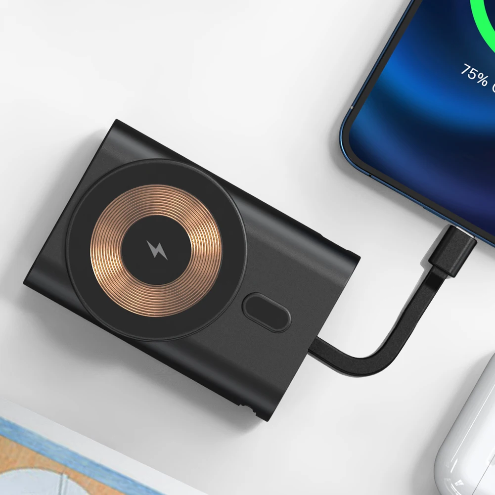 2023 трендовые товары Новые Поступления магнитная Беспроводная зарядка power bank Встроенный кабель Type-C зарядное устройство для телефона портативный мини-Банк