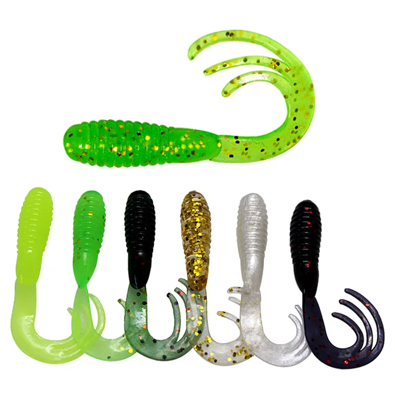 Hot sale Curl y Tail Soft Lure 4cm 5cm  6.5cm 6colors Soft Fishing Lure Perch Bait Sea Soft Plastic Bait Mandarin Soft Bait