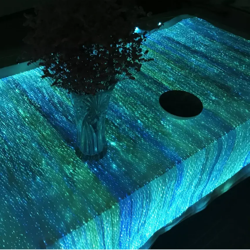 Promotion fiber optic luminous fabric tablecloth