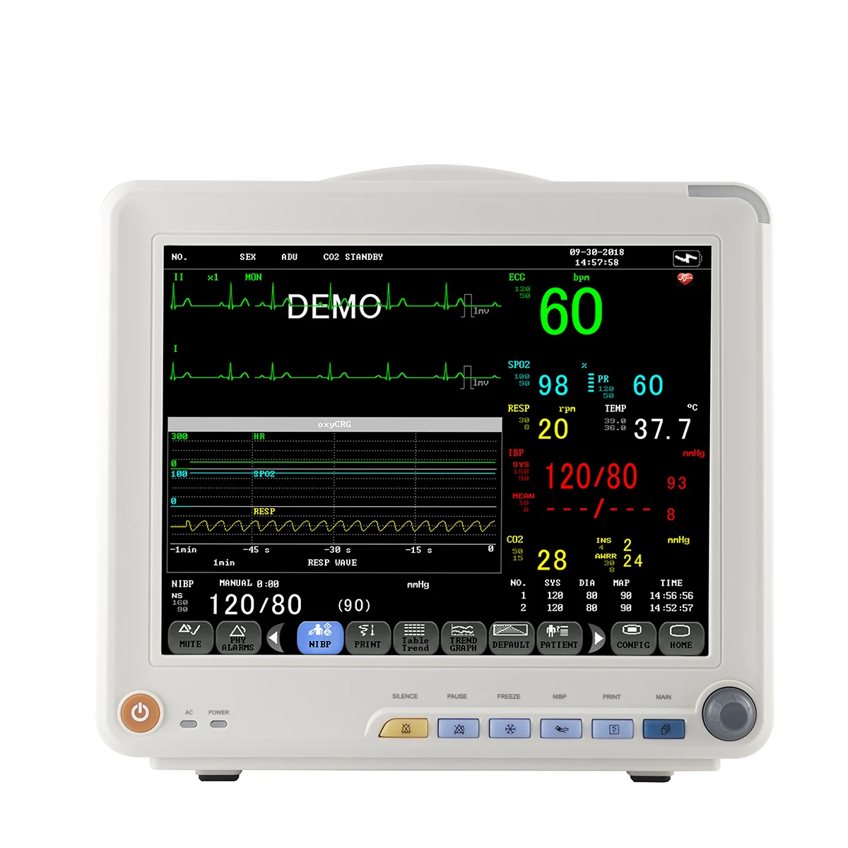 Portable High quality hospital use 12 inch Touch screen multi paramete Veterinary Monitor