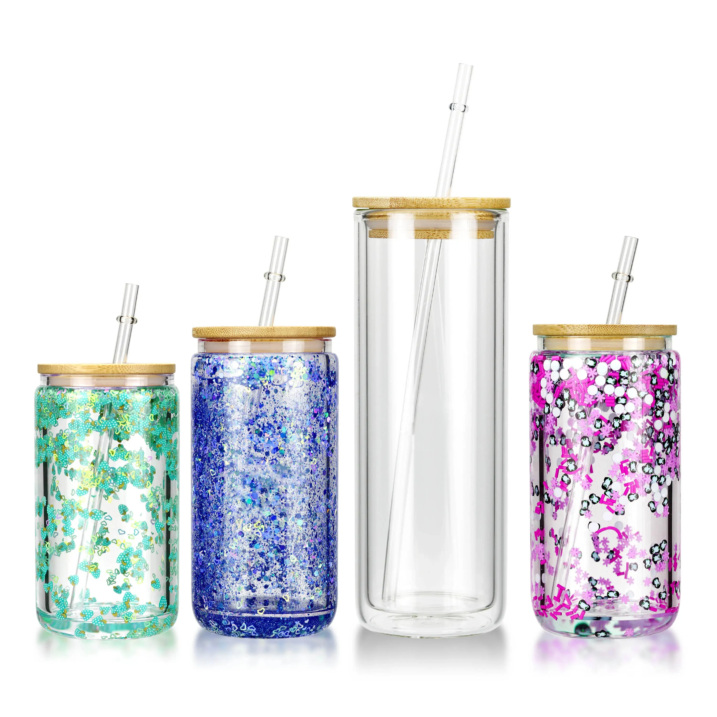 Sublimation Snow Globe Tumblers Pre Drilled Double Walled Glass New Product 12oz 16oz 20oz CLASSIC Party Beer Can Vasos 12 Oz