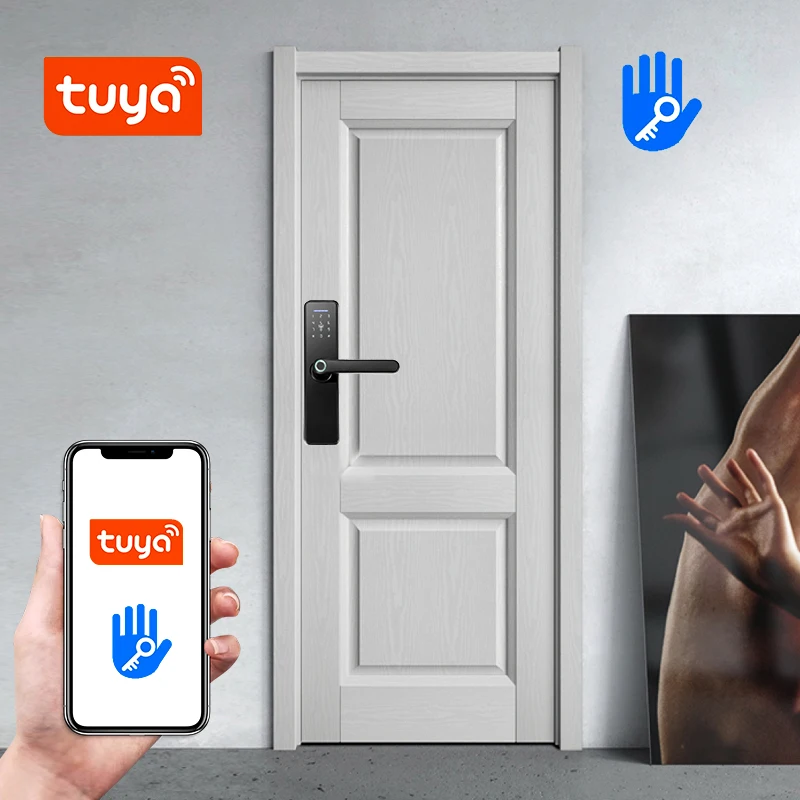 LAIU X7 TTlock/Tuya Biometric Front Wooden Door Lock With Aluminum Alloy Body