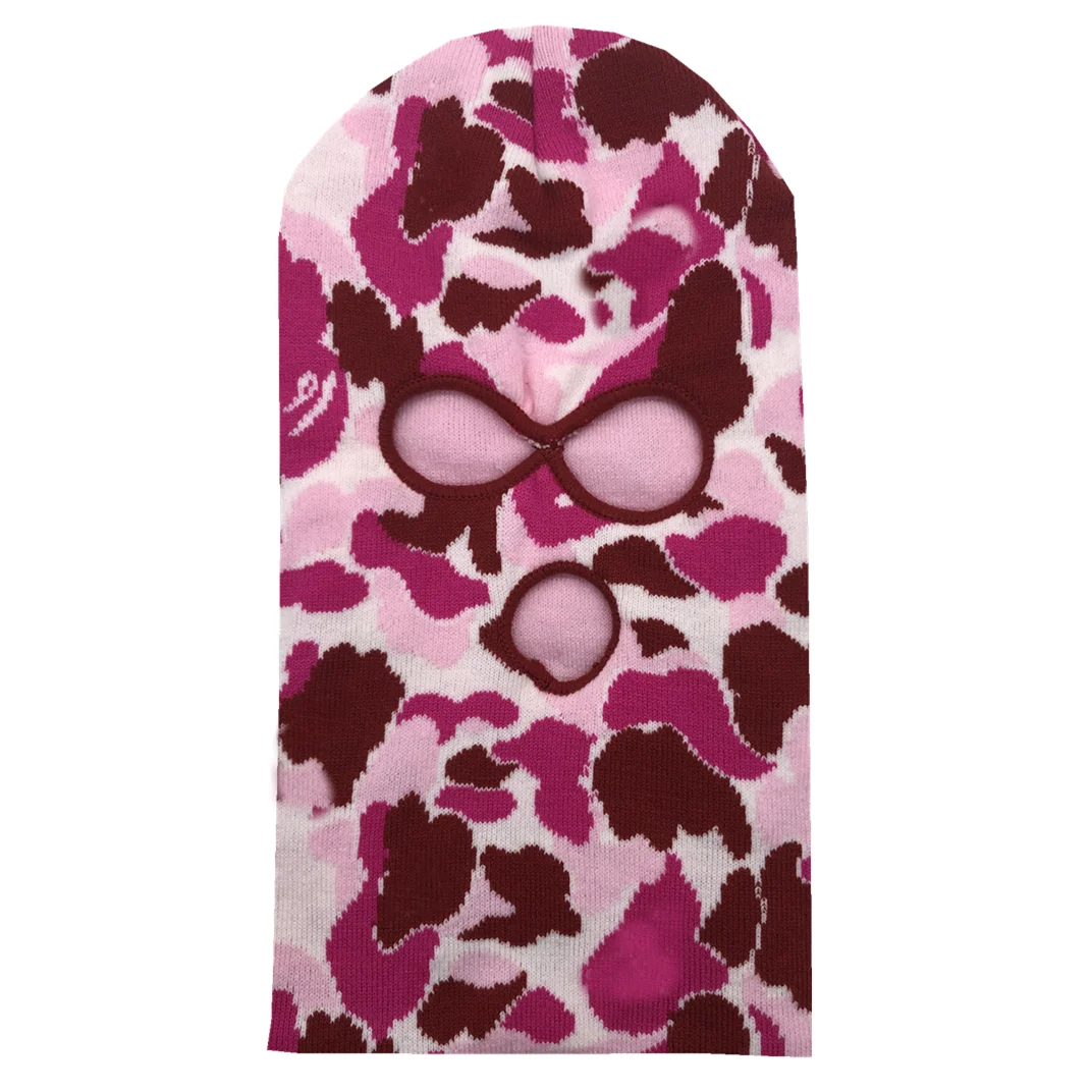 Оптовая продажа, Мужская лыжная маска, вязаная маска на все лицо, Балаклава с 3 отверстиями, дизайнерская Лыжная маска