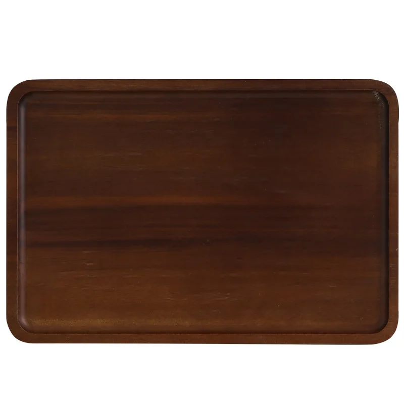 Ebony solid wood tray dining plate tea plate Japanese household water cup rectangular plate hotel restaurant wooden tray