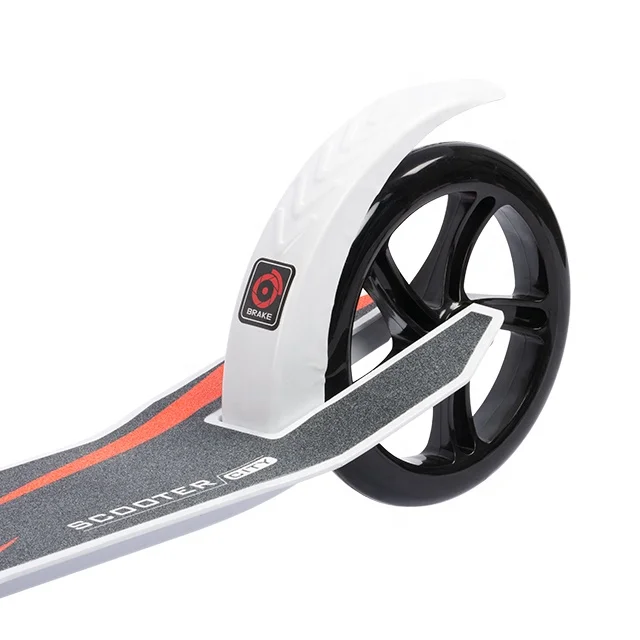 Adult White Kick Scooters 200mm Big Pu Wheel Fast Scooter With Disc Brakes