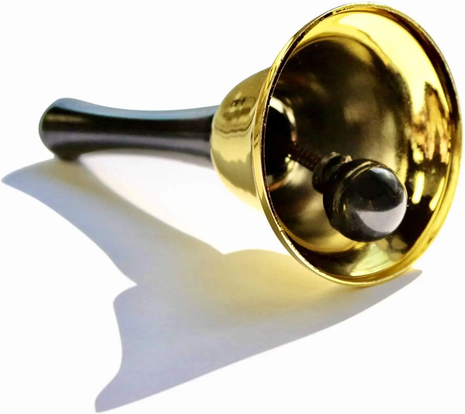 Call Bell for for Schools, Dinner Calling, Seniors Large Loud Black Wooden Handles Gold Steel Hand Bell Loud Call Bell Alarm