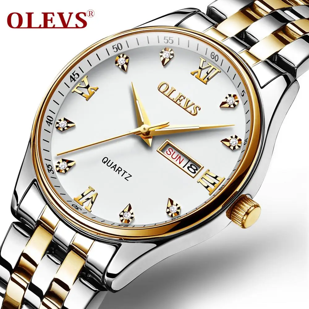  OLEVS 5570 корпус из сплава часы мужские модные повседневные наручные Водонепроницаемость функция аналоговые на стальном браслете с