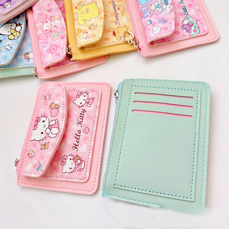 Cartoon Anime Sanrio Kitty Kuromi Multifunctional Card Holder Coin Purse Kawaii Cinnamoroll Student Wallet As A Gift