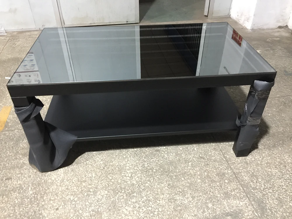 Modern design black table led 3D coffee table illuminated INFINITY MIRROR effect remote infinity led mirror table