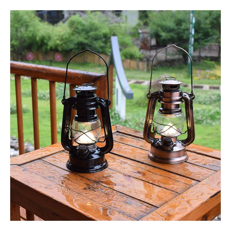 Hot Sale Black Decorative Retro Kerosene Lamp Antique Lantern Vintage LED Outdoor Tent Light Kerosene Camping Light