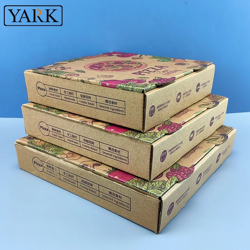 Custom size take away pizza packaging foldable kraft cardboard paper corrugated pizza box