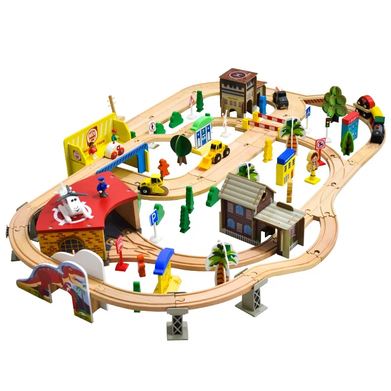 138Pcs Wooden Railway Race Track Car Set Toys Pretend Play Friends Kids Educational Toys
