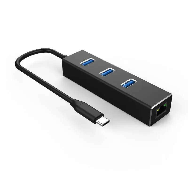 USB Network RJ45 Lan Card USB 3 0 HUB 3 Ports with Ethernet Adapter Laptop Gigabyte Network Adapter Aluminum Case Factory Price