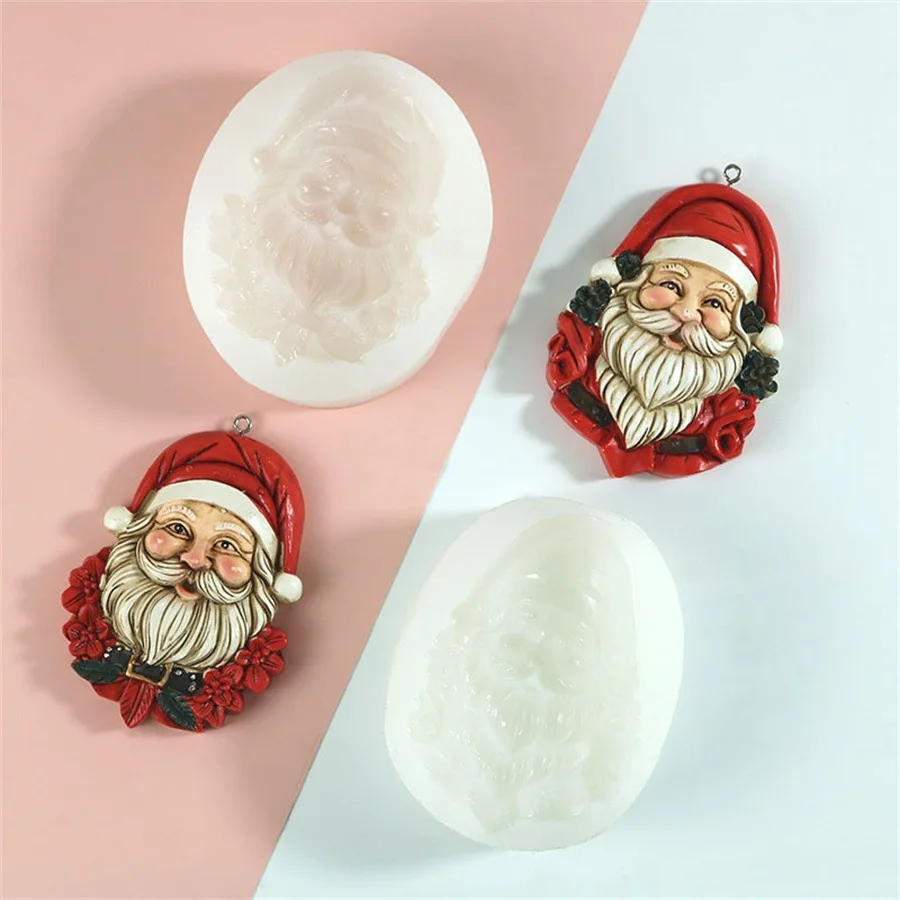 Christmas DIY handicraft pendant Santa Claus tag Silicone mold Christmas decoration accessories
