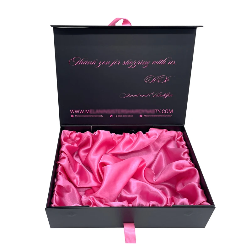 Wholesale Custom Private Label Luxury Black Band Magnetic Gift Hair Oil Product Packaging Boxes