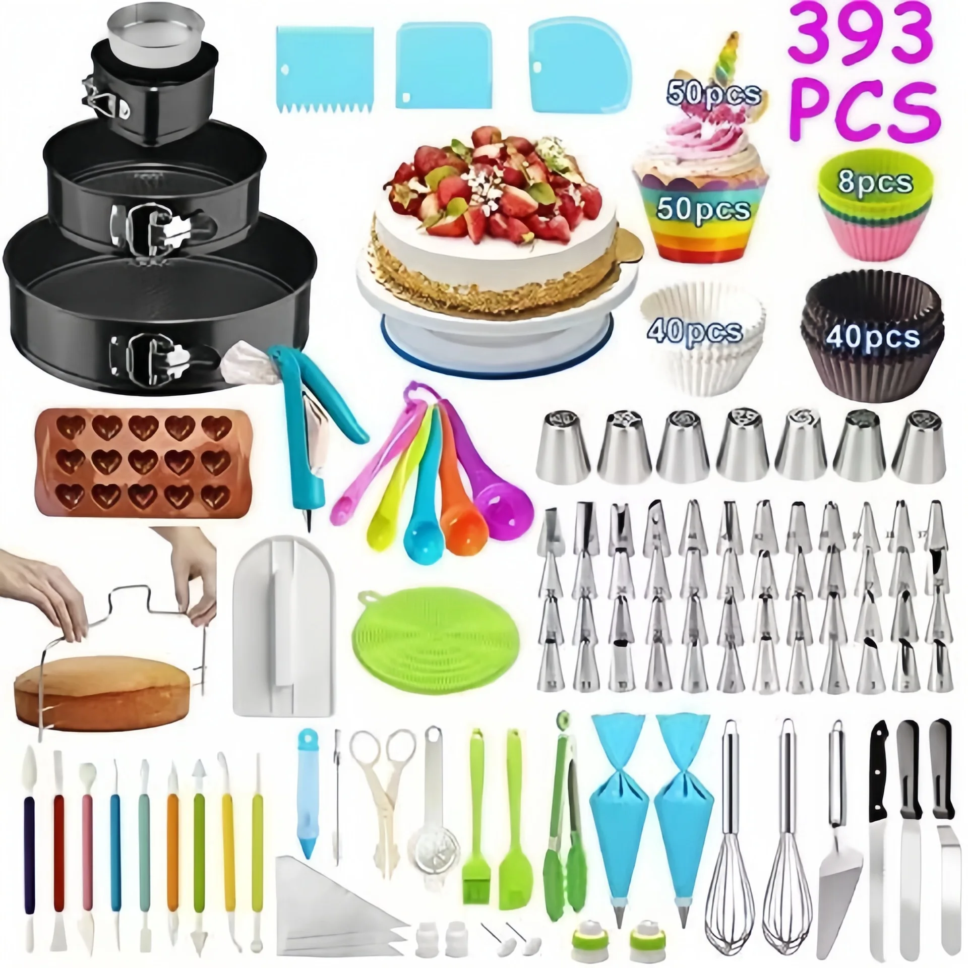 Factory Wholesale Cake Decorating Nozzle 368 Sets of Turntable Stainless Steel Accessories Pastry Cake Baking Tools Full Set