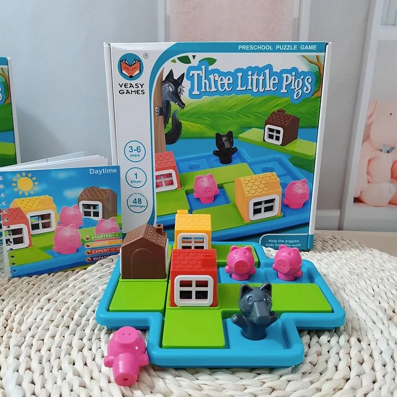 educational story toys Intelligence Toys 3-6 Ages 3D Puzzle Board Game Wolf and Three Little Pigs