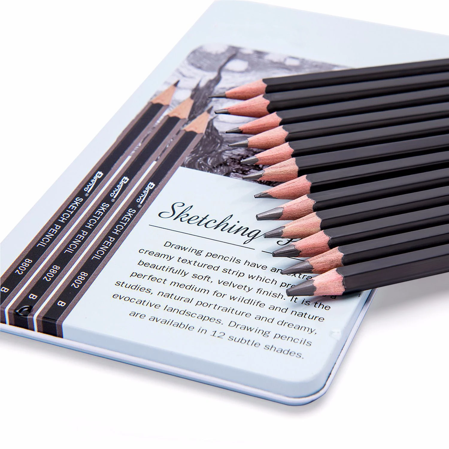 
12/pcs Professional Sketch Drawing pencil H 2H 3H HB B 2B 3B 4B 5B 6B 8B 10B Sketch Painting pencil set 