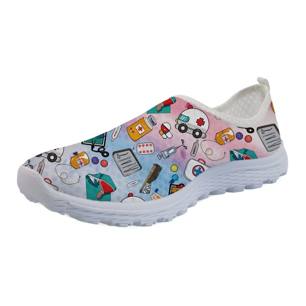 
Fashion Cartoon Nurse Pattern Women Slip On Walking Shoes Casual Summer Beach Sneakers Factory Drop Shipping Leisure Shoes Woman 