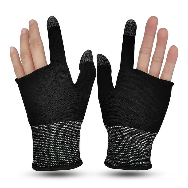 2022 New Design Sensitive Touch Screen Soft Anti-sweat Breathable Two-finger Silver Fiber PUBG Mobile Game Gloves for Gaming