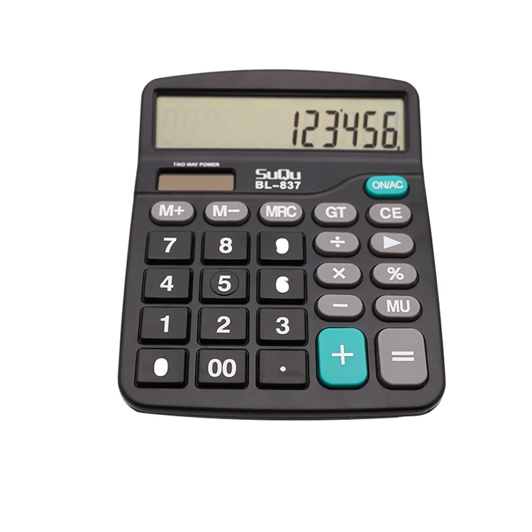837 Multifunctional Dual Power 12 Digits Calculator Calculator Office Large Gradient Display Solar Powered Calculator