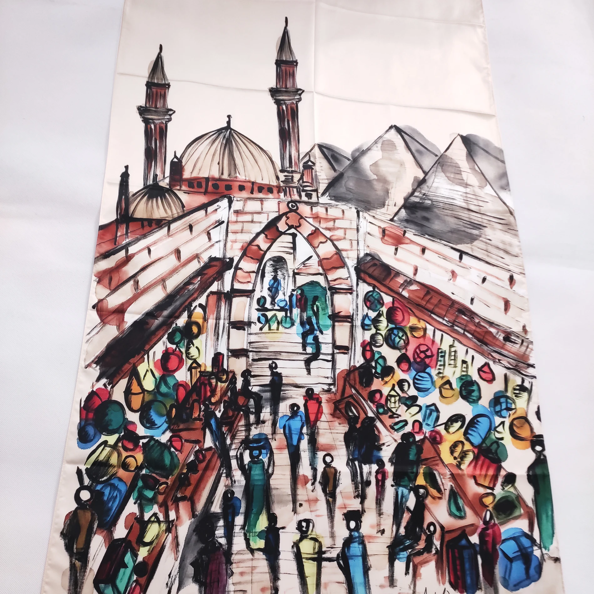 
Hot selling custom polyester triangle satin scarf with low price 