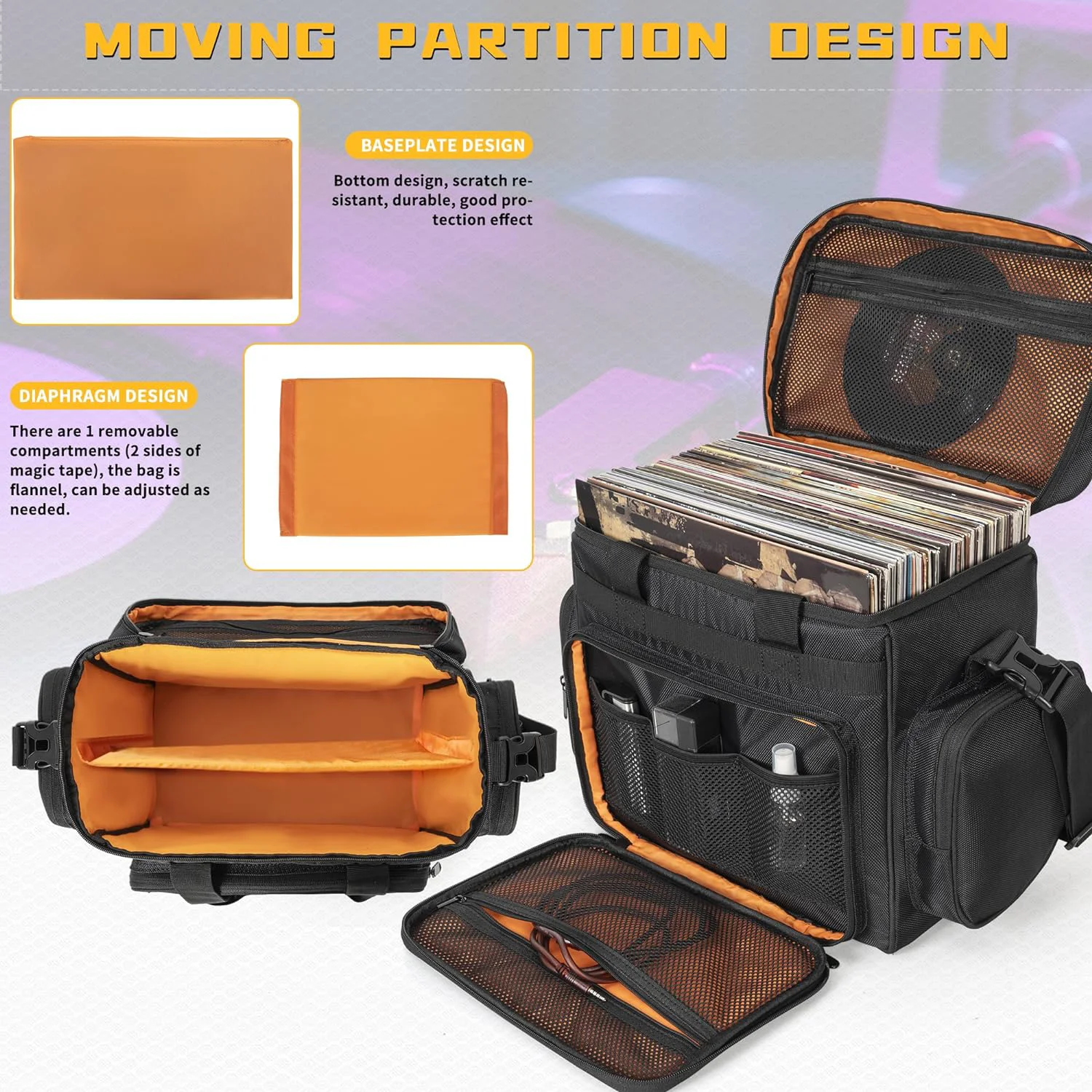 Vinyl Record Travel Carrying Bag  Vinyl Albums Storage Case Bag for Travel and Collection