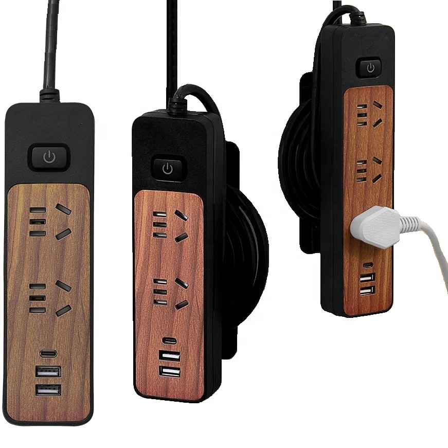 Asia wood grain1.8 m 2.8 meter cable cord 2 3 4 Way usb electric extension socket