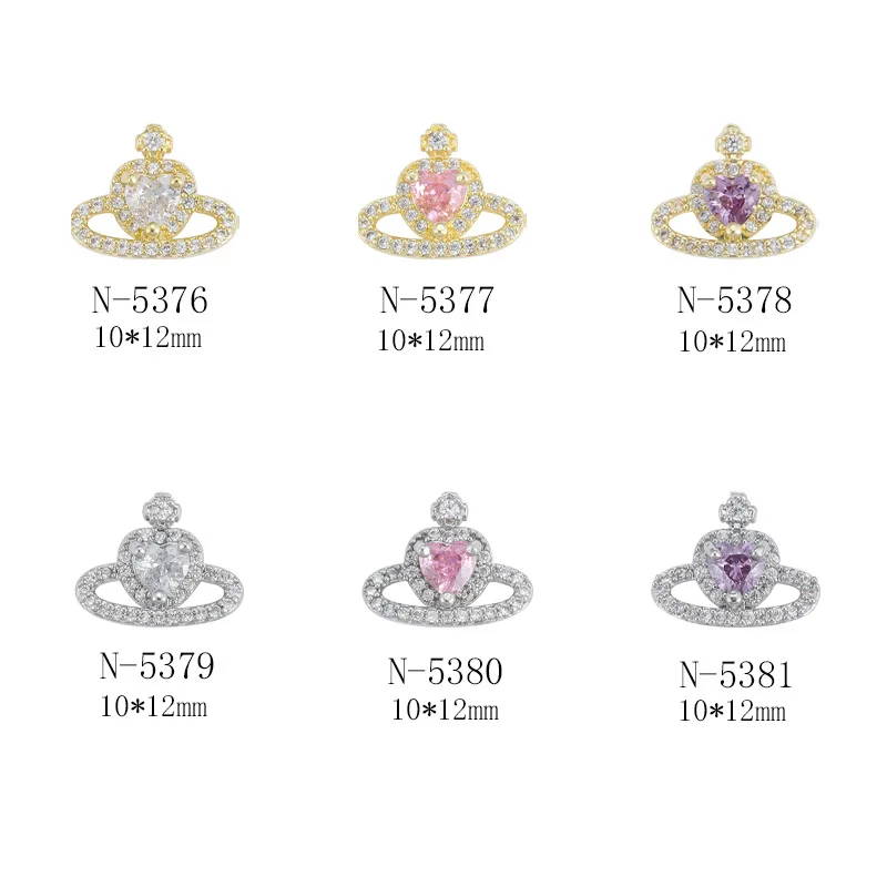 Luxury Nail Art Charms Cubic Zircon Nail Drill Diamond Celestial Body Star Crown Colorful Crystal Nail Sticker Finger Jewelry