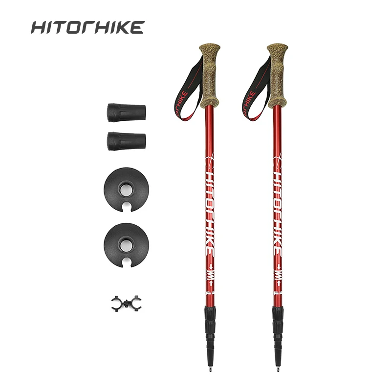 Hitorhike Aluminum 6061 Trekking Poles Lightweight Walking Stick With Cork Grips