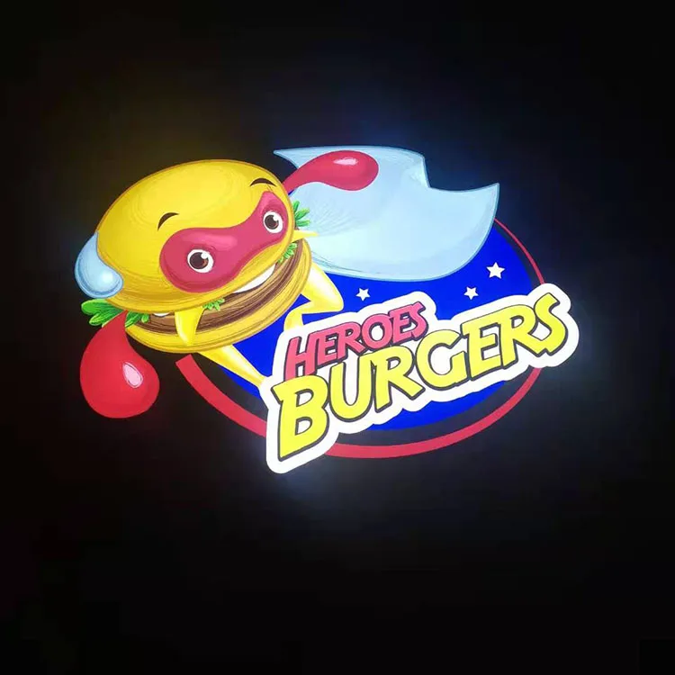 Hamburger Pizza Custom Window Hanging Lightbox Exterior Signages For Shop Advertising Hamburger Sign Food Store