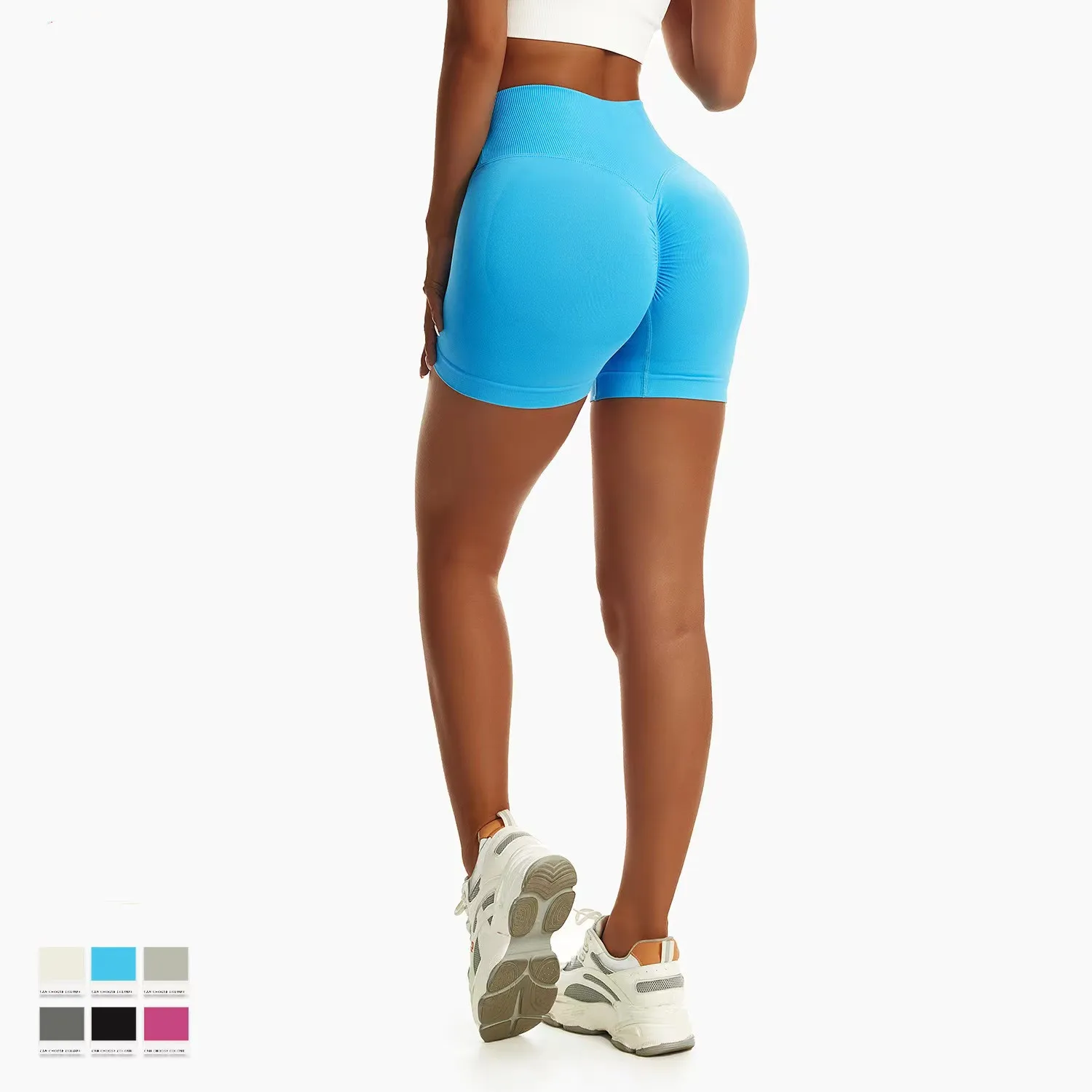 Hot Gym Clothing Seamless Yoga Pants Women Yoga Shorts Tights V Waist Scrunch Butt Short Legging