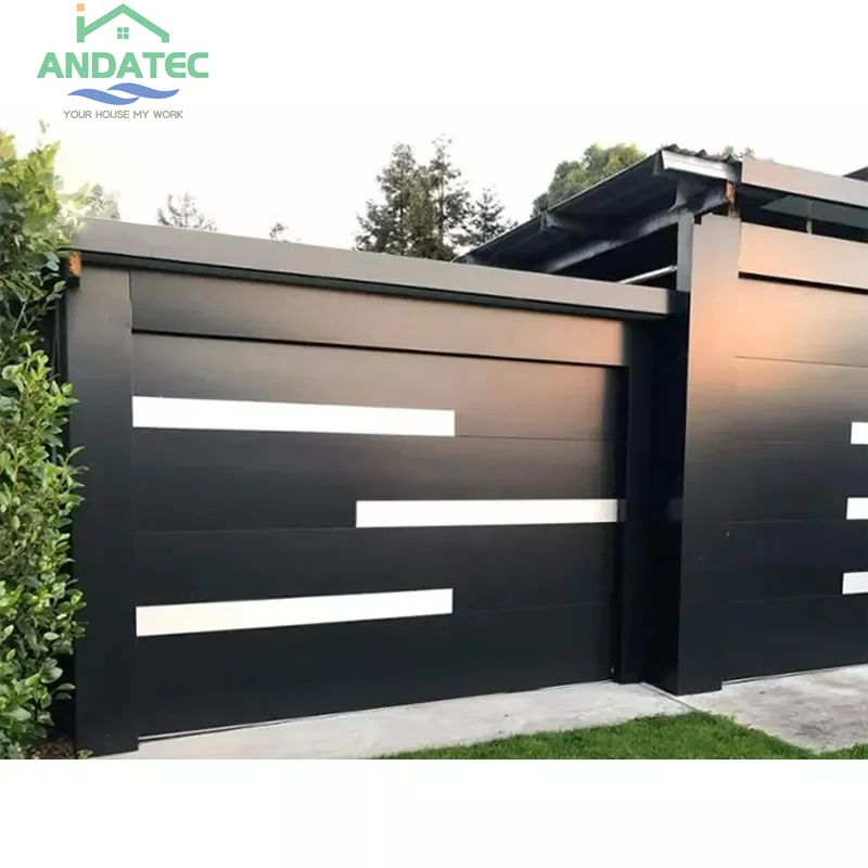 ANDA American Style 16 x 8 sectional garage door black aluminium with frost glass garage door