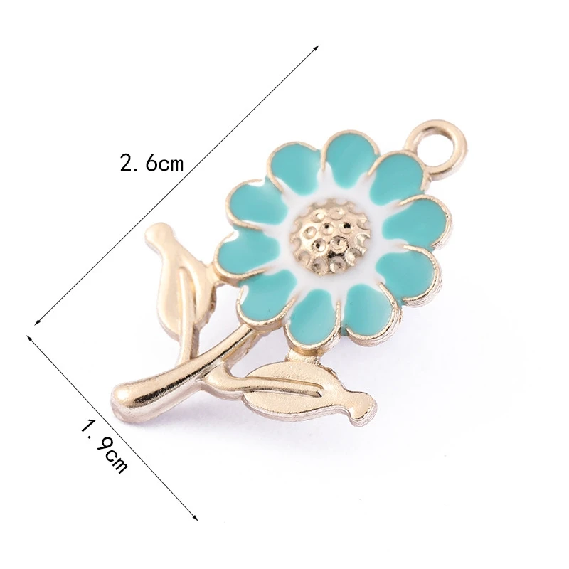 Enamel Alloy Flower Charms Floral Metal Dangle Charms for DIY Earring Bracelet Necklace Key Chain Jewelry Making Crafts