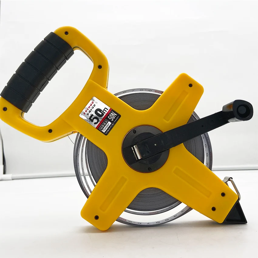 Portable plastic frame engineering ruler 65 manganese steel white paint inserted ground measuring tool ruler 100 meters large ta