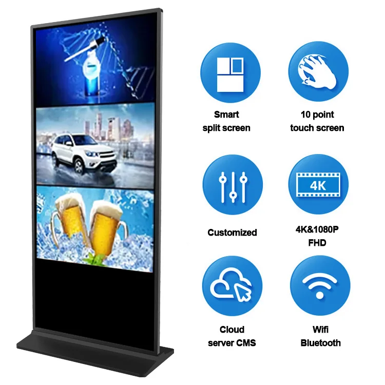 55 Inch Full Hd Lcd Digital Signage Display Stand Indoor Advertising Kiosk