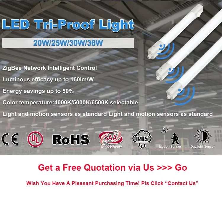 IR/PIR Wireless Motion Sensor Linear 2ft 4ft 5ft Ip65 Tri-Proof Led Light