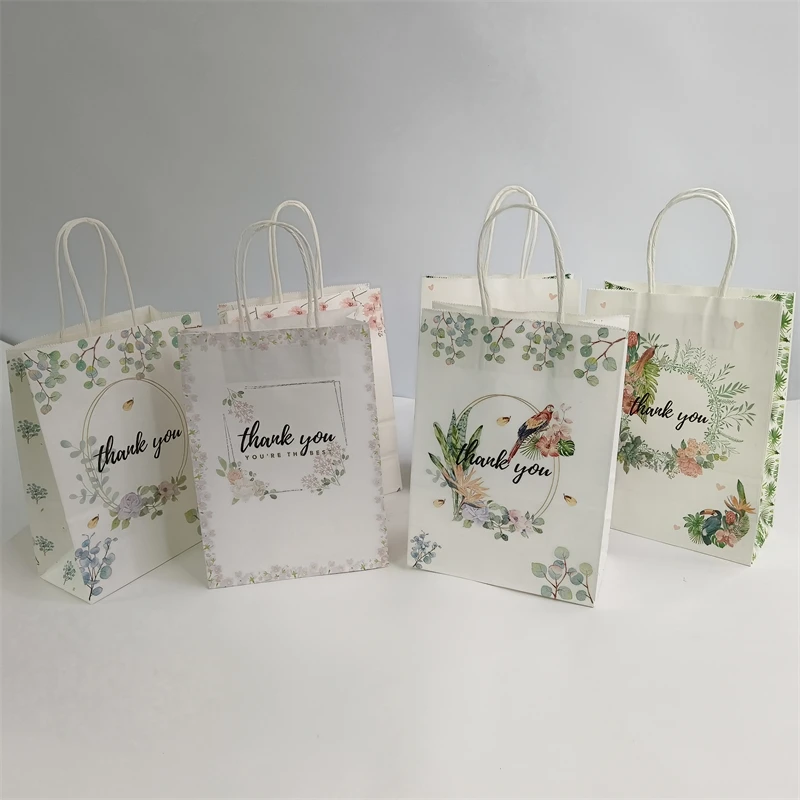 22*27*11cm Thank You Gift Bags Kraft Paper Candy Cookies Packing Bag Wedding Gift For Guest Birthday Wedding Party Decoration