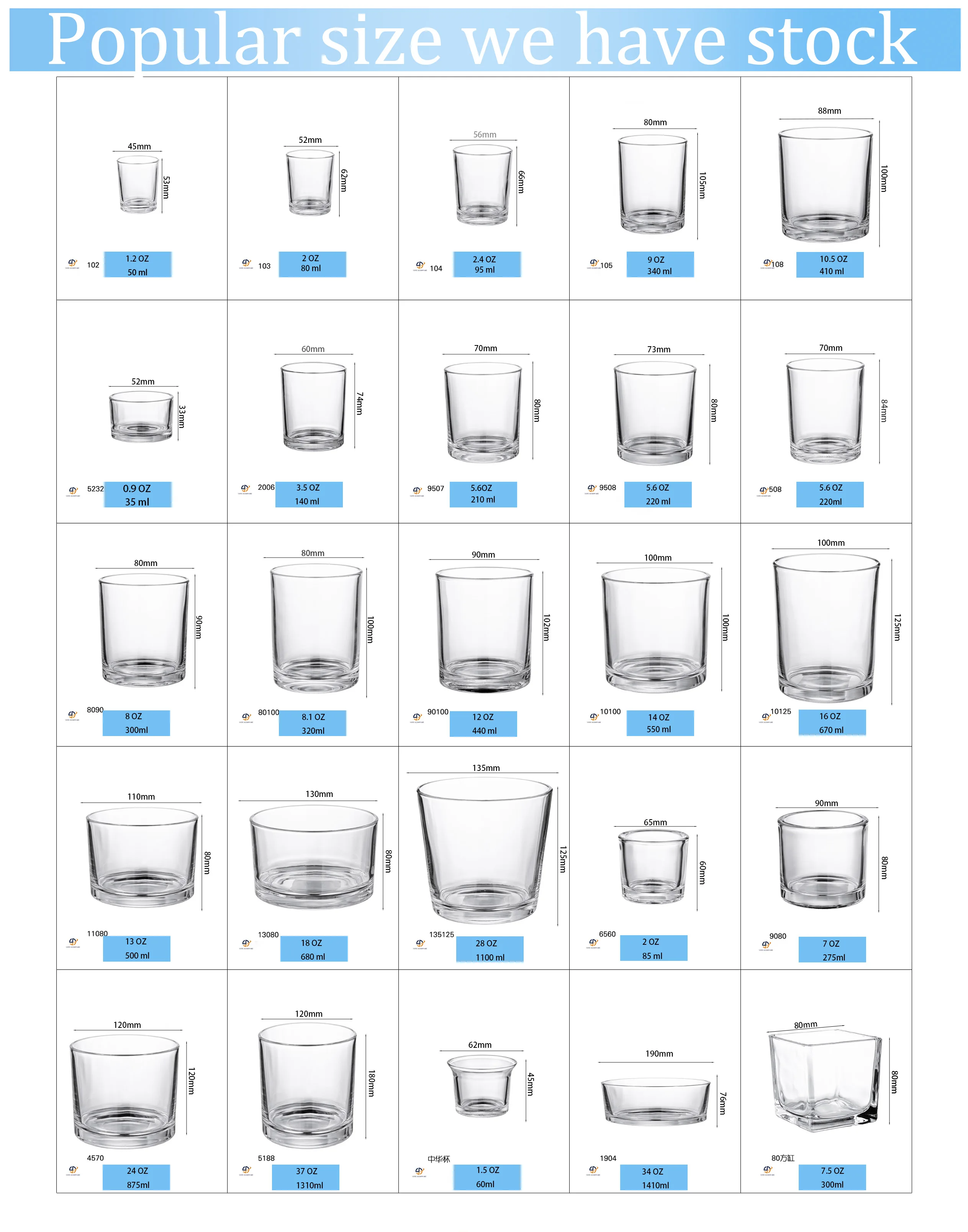 Custom Color Wide Mouth 13oz 18oz 3 Wick 4.5oz Soy Wax Vessel Empty Glass Candle Jars for Candle Making
