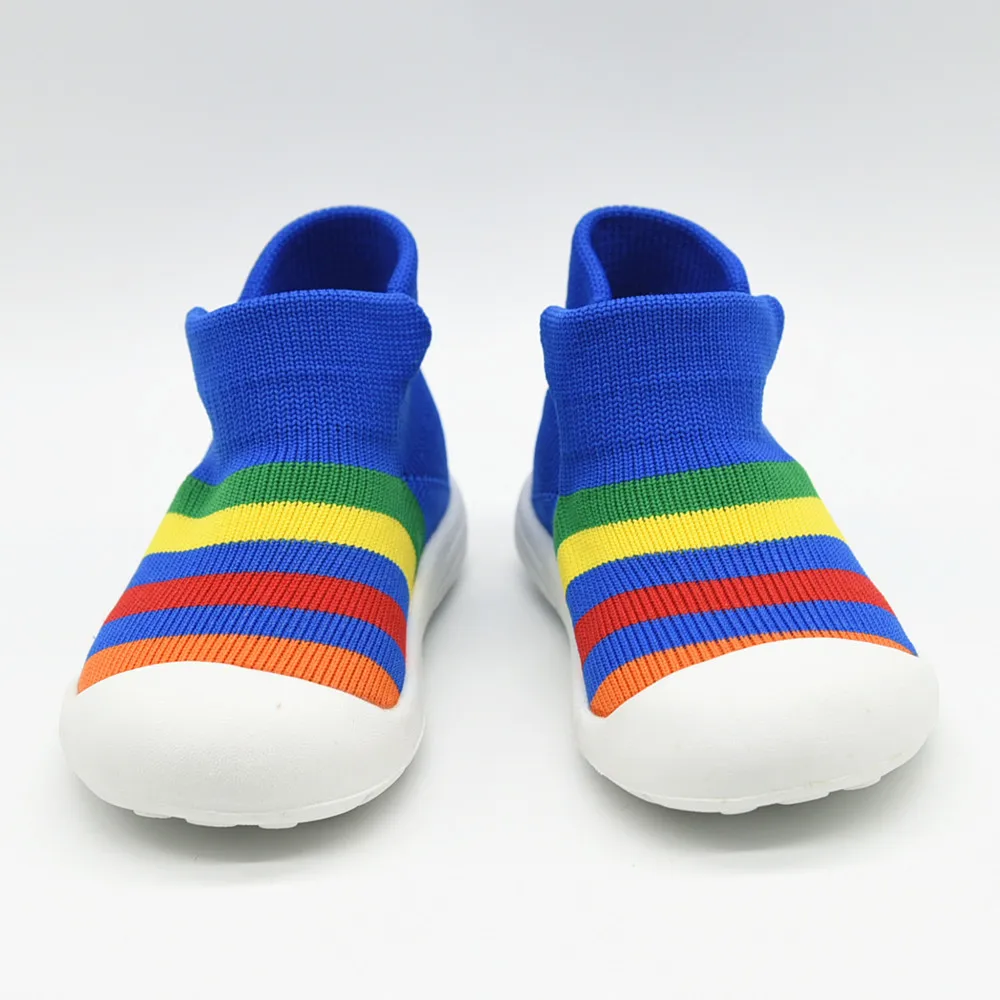 Детская обувь, вязаные кроссовки в полоску, повседневная детская обувь для мальчиков и девочек