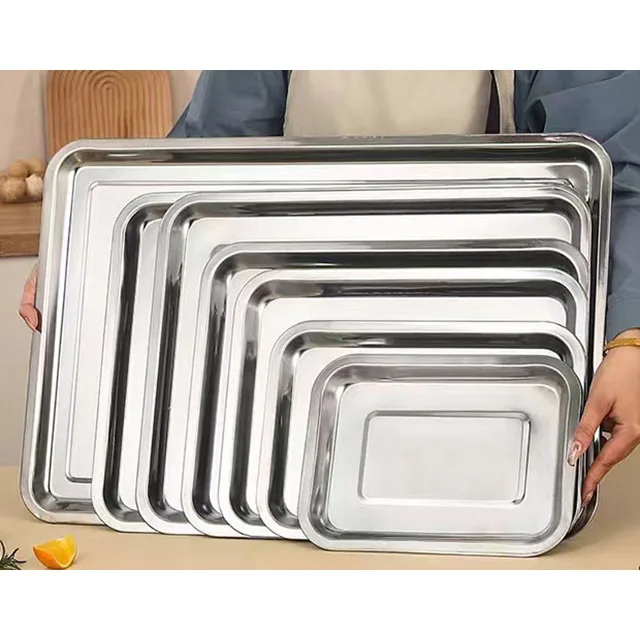 Stainless steel Quality serving tray/baking tray food serving tray/large size square shape plates