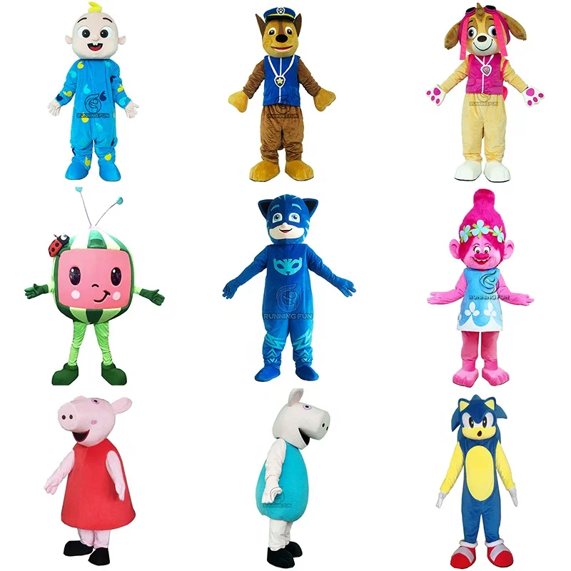 Running Fun OEM custom made sonic pig  bunny melon Teletubbies lol dolls cartoon character mascot costume for adults