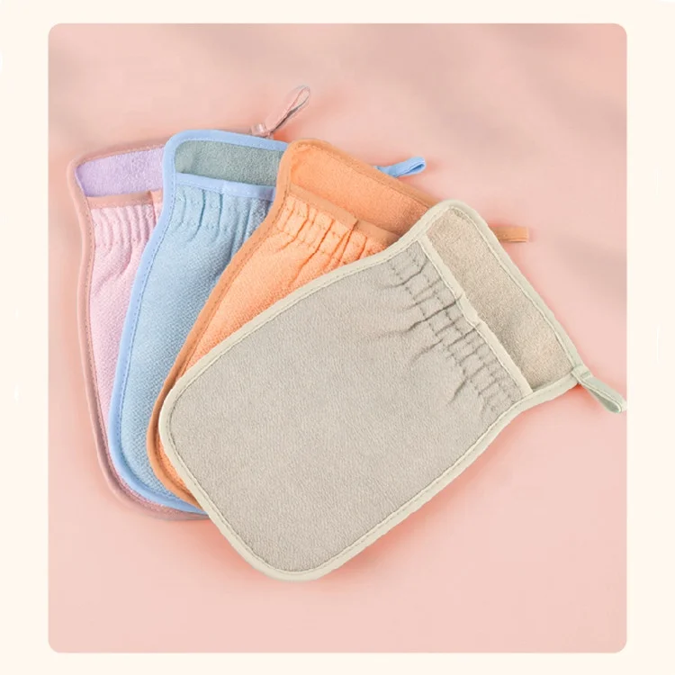 wholesale silk exfoliating mitt silk gloves grooming bath glove exfoliating gloves in pairs