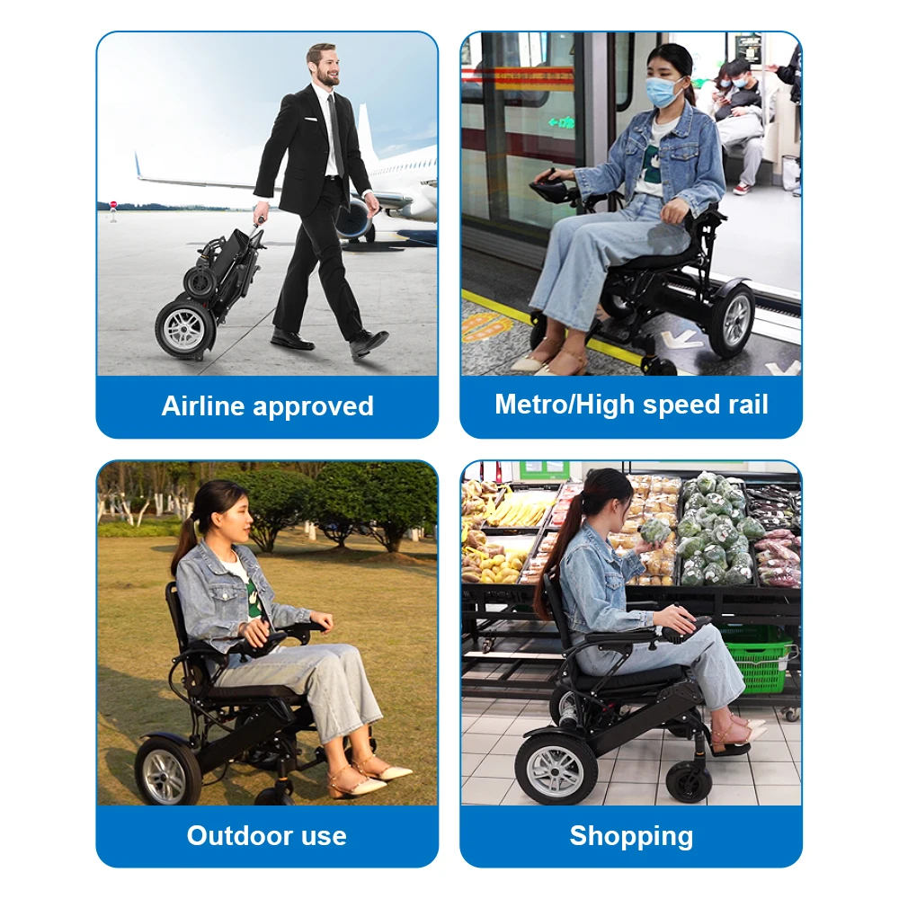 Removable Lithium Battery Portable Electric Wheelchair Expansion Link Elderly Foldable Electric Wheelchair