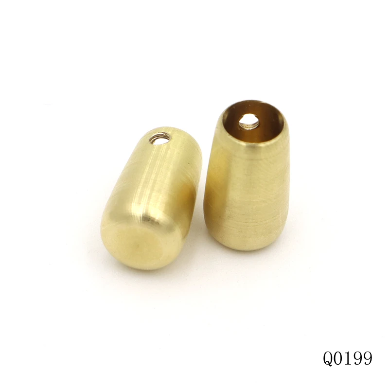 CNC Solid brass rope stopper custom metal leather cord end cap with screw