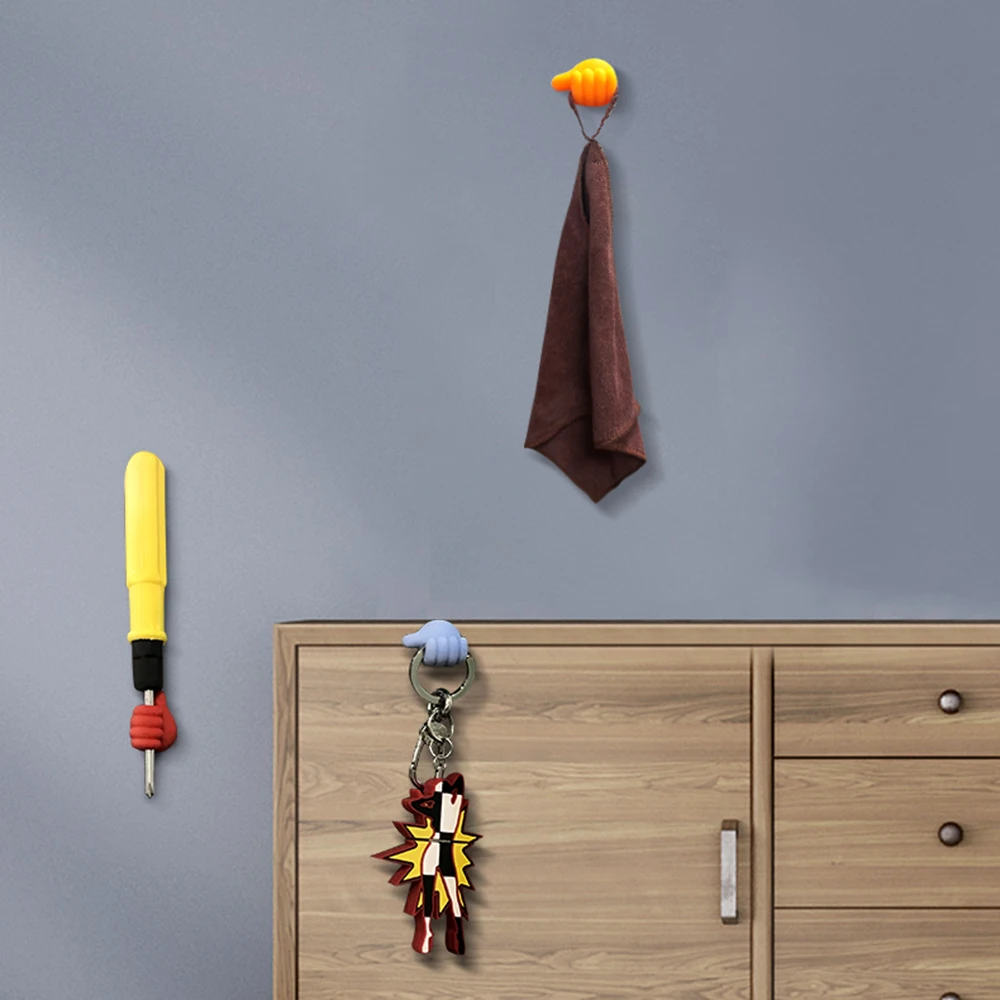 Creative Silicone Thumb Wall Hook, Multi-function Self-adhesive Thumb Cable Clip Key Hook Wall Hangers For Refrigerator Door