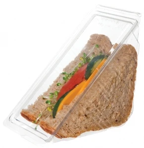 disposable plastic transparent triquetrous sandwich packing box/container/tray with lid/cover